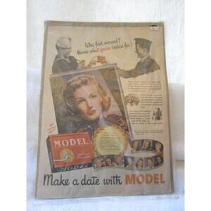 Vintage Model Tobacco ad, 1943 United States Tobacco Co, New York, 11" by 14"
